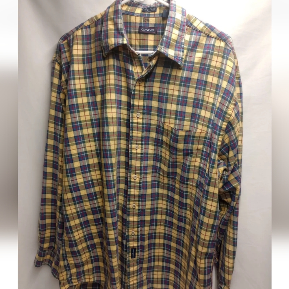 Gant Shirt Mens Large Twill Multicolor Button Up‎ Plaid Long Sleeve Fall Madras